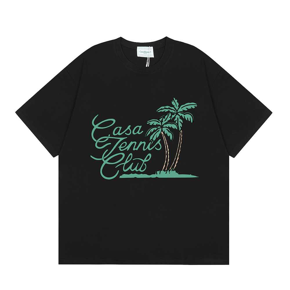 Casa Casablanca manga corta versión correcta ins camiseta de algodón casual de la marca de moda de nicho europea y americana de algodón de la calle