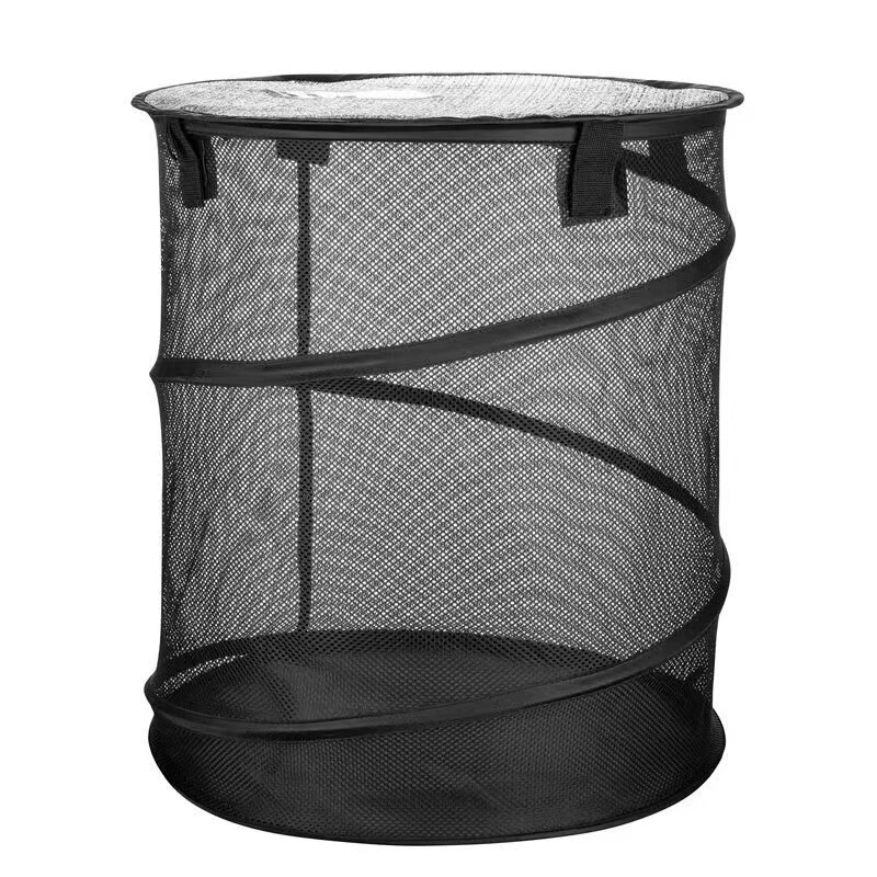 Amazon Japanese style mesh bag dustbin round outdoor washable garbage net storage portable foldable mesh bag