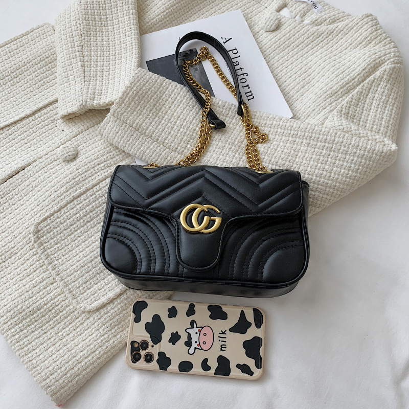 双G新款爱心链条包跨境时尚洋气斜挎单肩女包小香风百搭波浪纹女