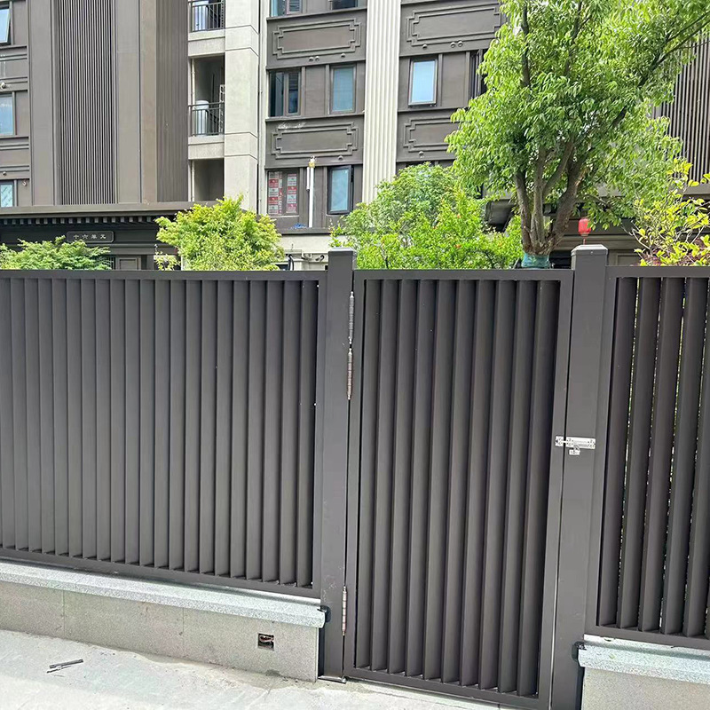 Hangzhou Aluminum Alloy Privacy Horizontal and Vertical Louver Guardrail Villa Courtyard Fence Guardrail Aluminum Art Gate Package Measurement and Installation