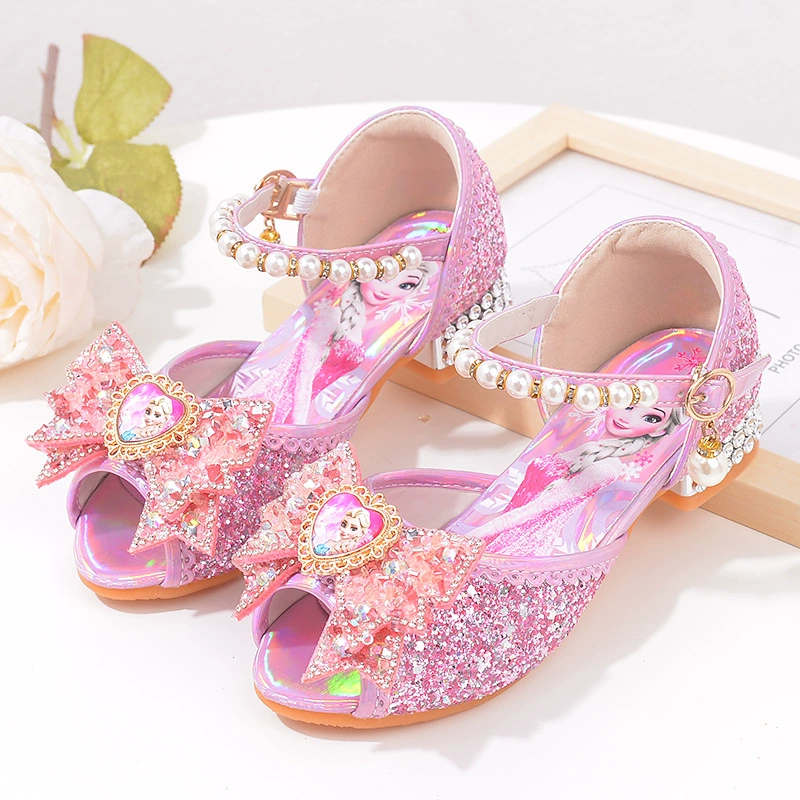 Новые летние детские сандалии, туфли принцессы Aisha, туфли с кристаллами для маленьких девочек на высоком каблуке От 4 до 7 лет