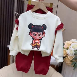 女童卫衣套装春秋2025新款中大童洋气春装哪吒服装儿童运动两件套