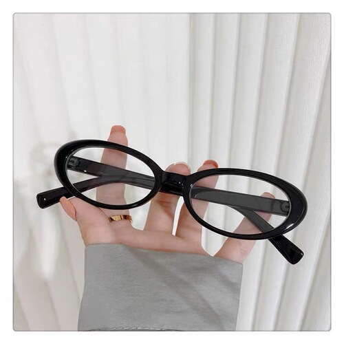 New fashionable anti-blue light women's retro small oval glasses Korean version trend slimming flat mirror glasses frame on behalf of