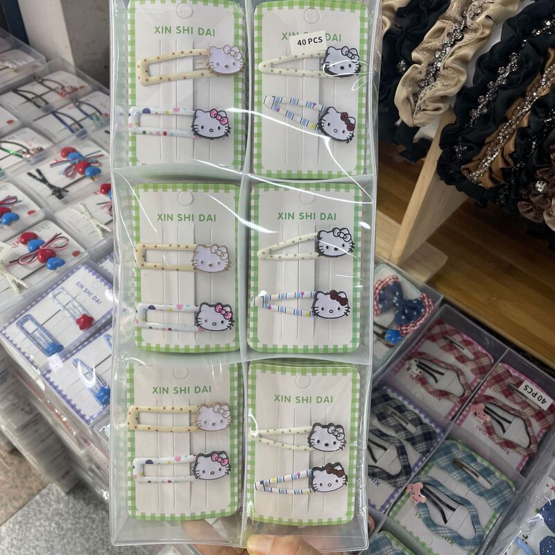蓝色格子4个装发夹成人BB夹侧边碎发夹小女孩前额漂亮小发夹刘海|undefined