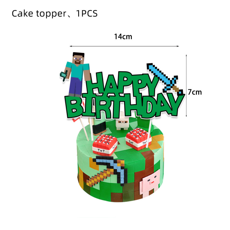 Amazon 新しい Minecraft ピクセルテーマ誕生日パーティー食器使い捨てテーブルクロスティッシュペーパー皿装飾|undefined