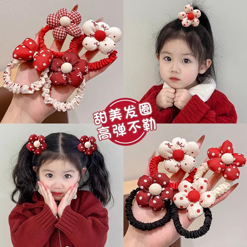 Flores dulces para niños anillo de cabello arco cabello no daña correa de cabello niñas atadas cabello cabello de alta elástica adornamiento para el cabello