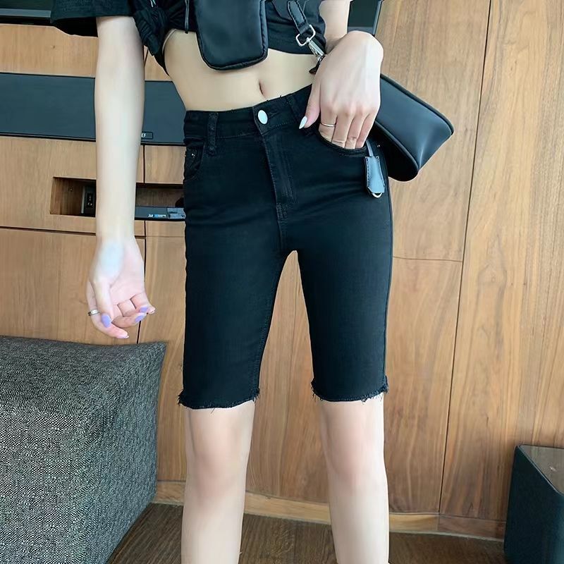 2026 New Style Women's Summer Denim Shorts, High-Waisted, Slimming, Stretchy, Plus Size, Black Cycling Shorts 2026 New Style Women's Summer Denim Shorts, High-Waisted, Slimming, Stretchy, Plus Size, Black Cycling Shorts