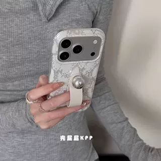 气质银白简约纹理指环适用iPhone18promax苹果17手机壳16全包15硬