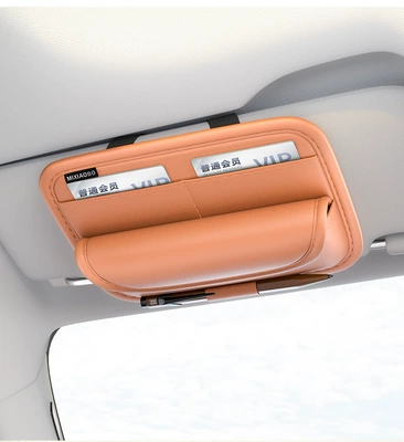 Car Glasses Clip/Bill Clip Multifunctional Car Glasses Case, Car - 3116-nappa-leather-bill-holder-orange