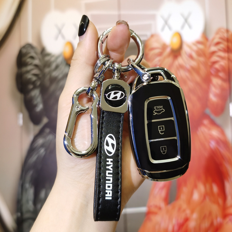 適用北京現代領動鑰匙套ix35朗動名圖ix25菲斯塔Sonata伊蘭特包扣