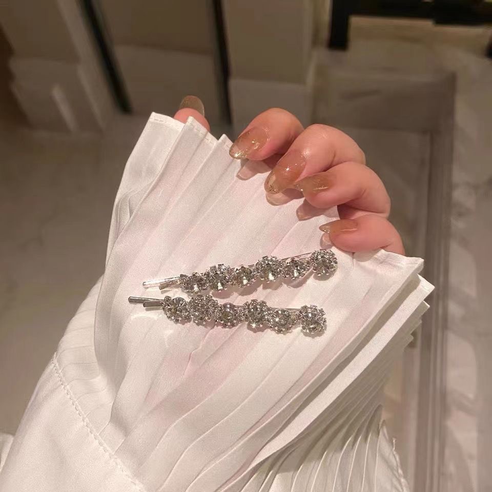 女性団風オーストリアフラッシュドリルのヘアピン一字クリップ前髪エッジクリップ水晶ドリル甘いアンドロメダ気質サイドクリップ