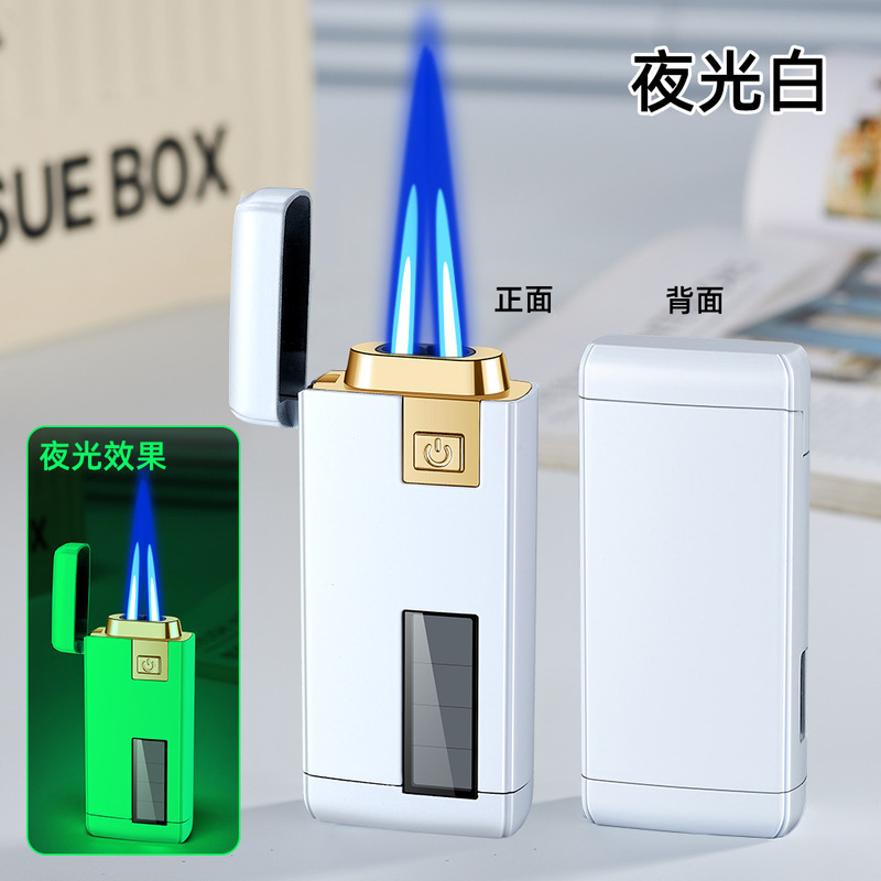 HB-236太陽エネルギー充電ライター防風藍炎直沖二合一高級ライター個性創意|undefined