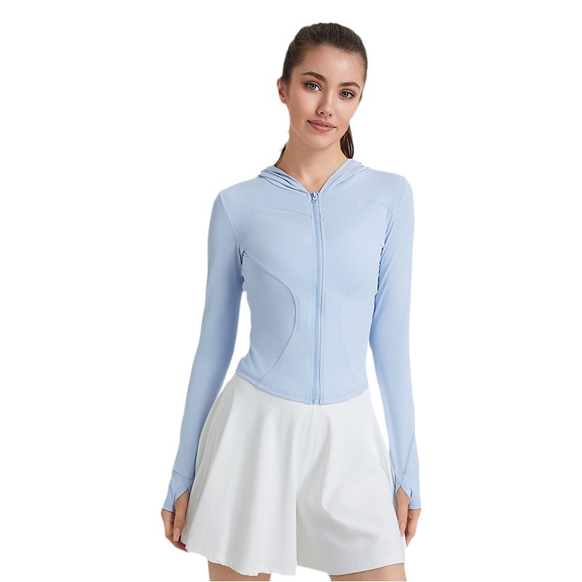 Ropa de protección solar con capucha, delgada y fresca, para mujer, para primavera y verano, ropa deportiva para correr al aire libre, ropa de protección solar anti-UV