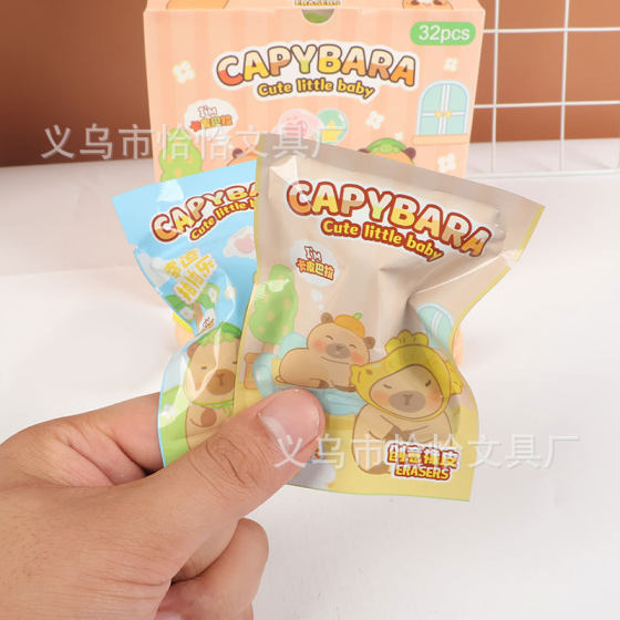 Capi Bala Blind Bag Eraser Cute Fun Cartoon Rubber Blind Box Student Stereo Rubber Stationery Gift
