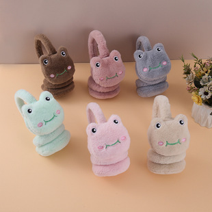 Factory direct sales of autumn and winter plush warm ear cups cute earphones cartoon earmuffs cold-proof ear protection frog head-wearing