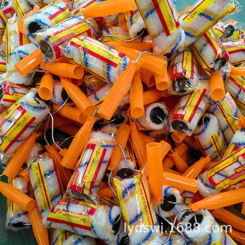 Venta directa de fábrica Herramienta de pintura de 6 pulgadas Rodillo de pintura Cepillo de rodillo de pintura Tornillo Cepillo de rodillo de tira amarilla y azul