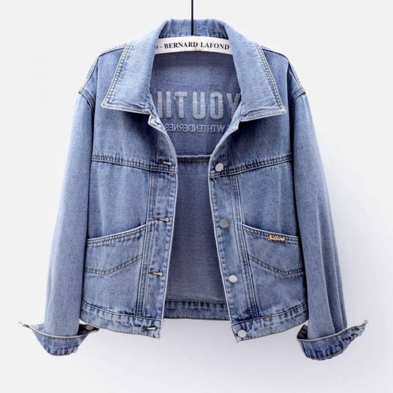Embroidered Denim Jacket Women's Spring Clothing 2025 New Light Color Denim Short Jacket Women's Korean Style Loose Slim Easiest for Match