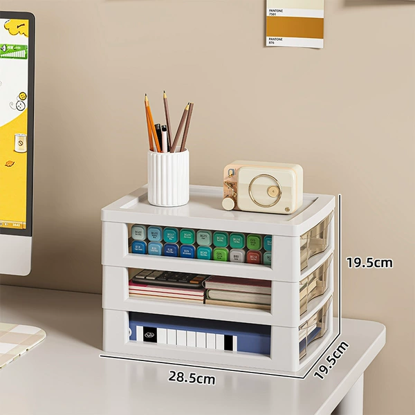 Brown drawer-short three-layer [desktop style]