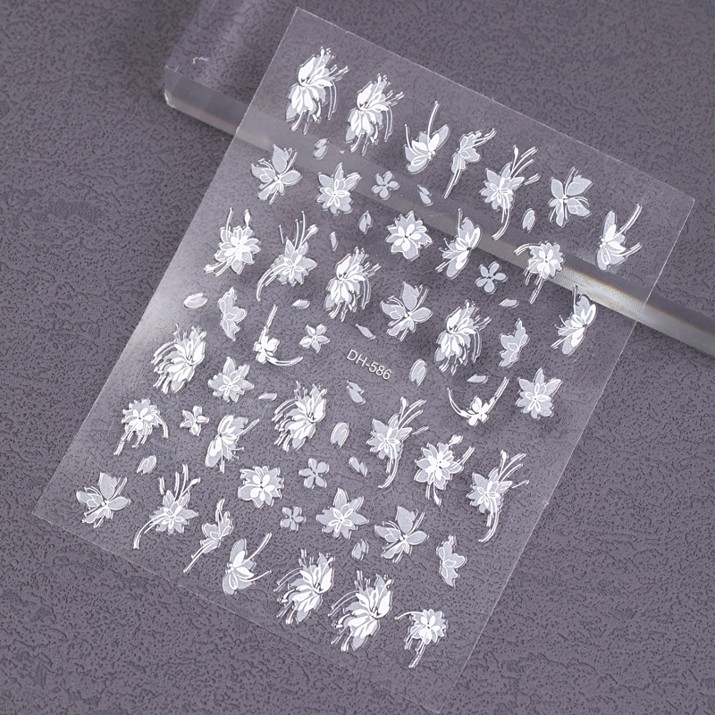 Clean White Grass Cutting Nail Stickers with Adhesive Backing, Super Fairy Hand-Painted White Flower Nail Stickers, Accessories Dh Style Clean White Grass Cutting Nail Stickers with Adhesive Backing, Super Fairy Hand-Painted White Flower Nail Stickers, Accessories Dh Style