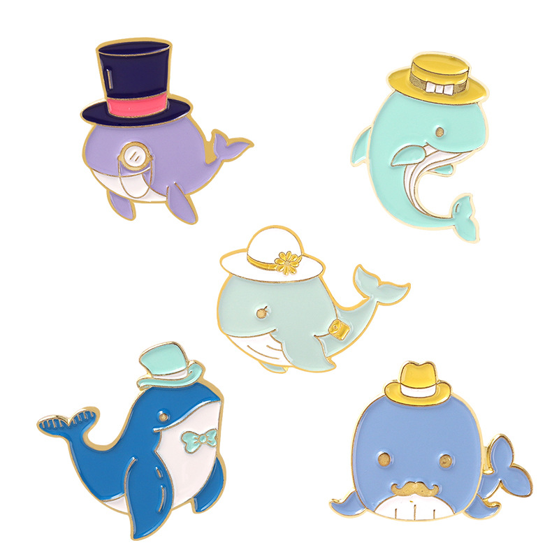 Cute Whale Alloy Stoving Varnish Unisex Brooches display picture 6