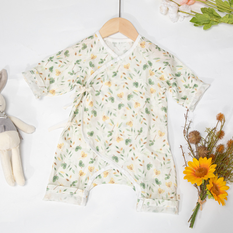 Chaqueta de mariposa de protección del vientre de verano tipo A gasa de algodón de bambú antibacteriana mono de bebé ropa de bebé mameluco pijama