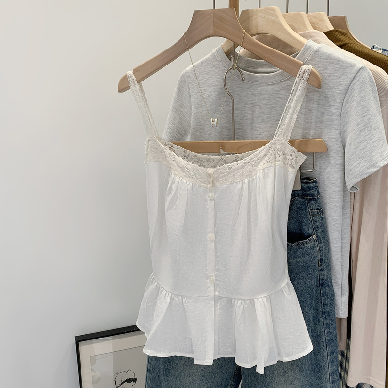 Pure Desire Sexy Lace Splicing Sleeveless Camisole Women's 2025 Summer New Style Super Nice Outer Top