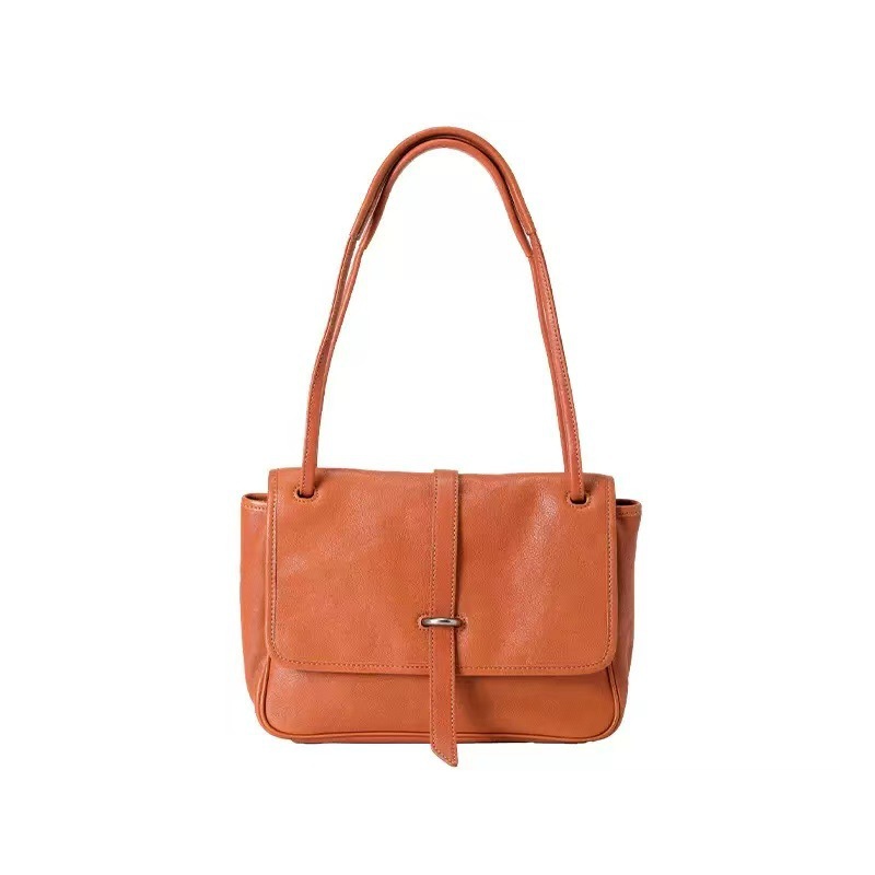 Vegetable-Tanned Cowhide 001 Messenger Bag Retro Crossbody Tote Simple Commuter Large Capacity Women's Shoulder Bag - Thumbnail 7