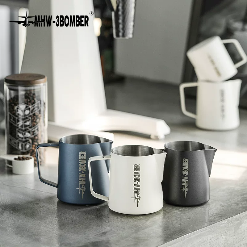 Bomber 304 stainless steel pulling cup Italian coffee latching milk tank milk bubble cup sharp mouth milk bubble pot crocodile 5.0