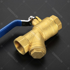 Manufacturer wholesale Y-type filter ball valve central air conditioning 6 points brass manual long handle integrated filter copper ball valve