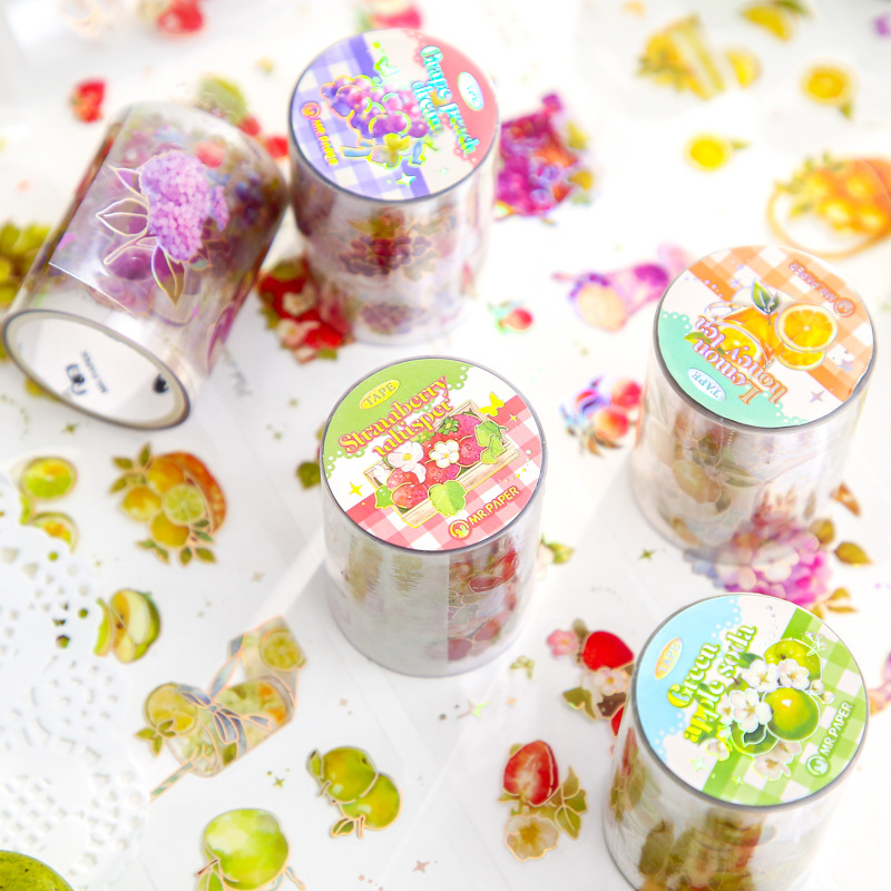 Mr. Paper cinta de un solo rollo facción romántica afrutada ilustración de frutas tema cuenta a mano bricolaje decoración material pegatinas