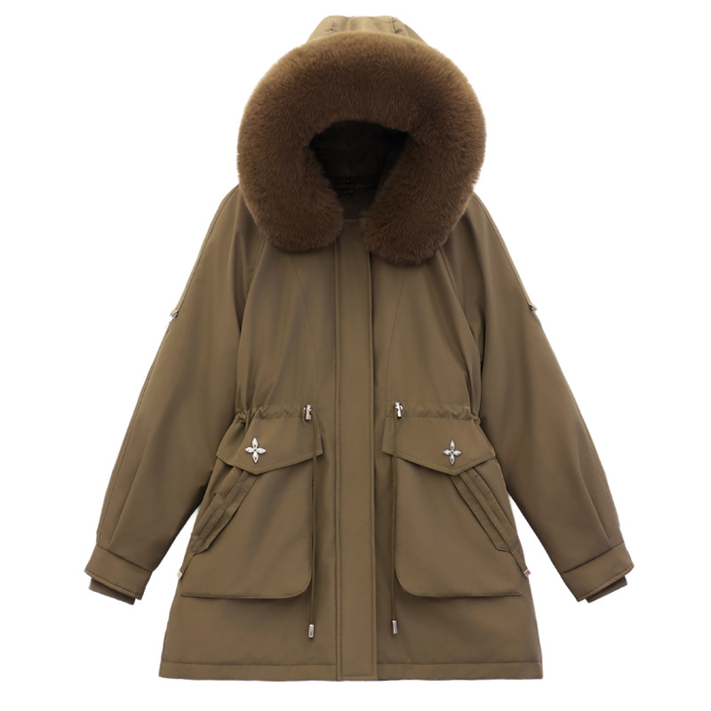 Ropa de algodón femenina convencional con capuzas más gruesa para superar la ropa de algodón coreana universal con chaqueta de algodón de bolsillo femenina tridimensional suelta image 6