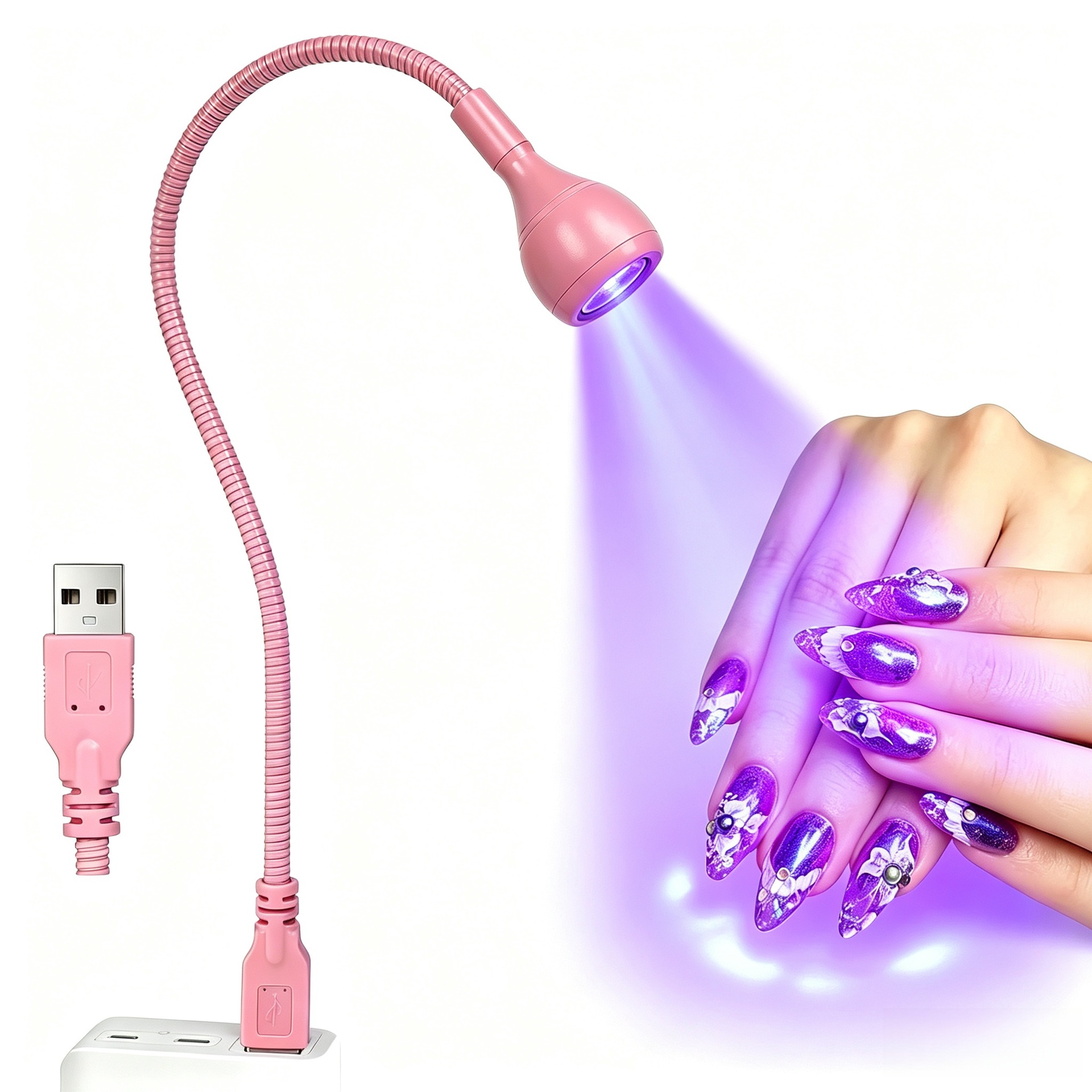 Lámpara de manicuría 395 lámpara de luz púrpura de manicuría lámpara de fototerapia de clip de luz de noche esmalte de uñas UV lámpara de curado de manicuría lámpara de horno