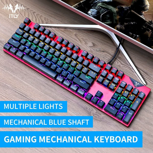 [Original authentic] Wolf Hunter GK100 Metal Panel Real Mechanical Keyboard [Mixed Light Blue Shake Black and Red]