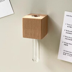 無垢材冷蔵庫ステッカーシンプルクリエイティブ試験管 3D 花瓶クリエイティブ装飾ログ磁気ステッカー木製花瓶