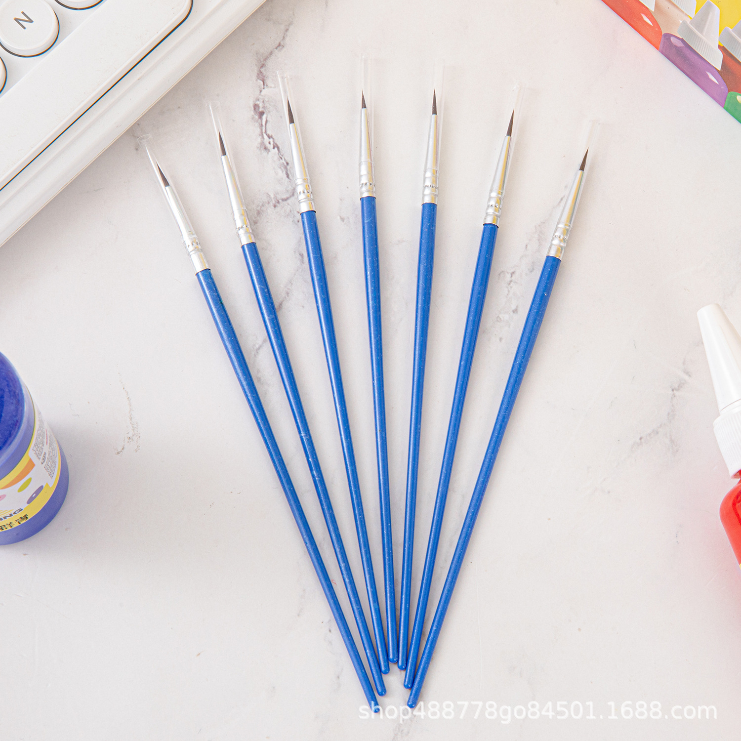 Fábrica directa pincel de dibujo de nylon azul pincel de cabeza plana graffiti pincel de dibujo de pintura pintores de arte diy