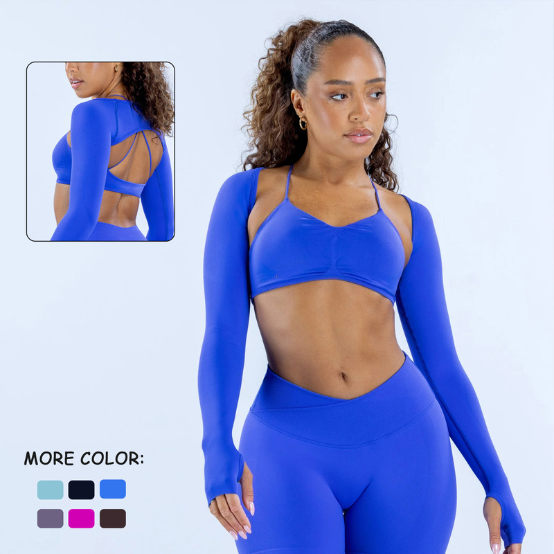 Cross-Border Df New Seamless Cross-Waist Yoga Shorts Shawl Bra Three-Piece Suit Hip-Lifting Fitness Yoga Wear