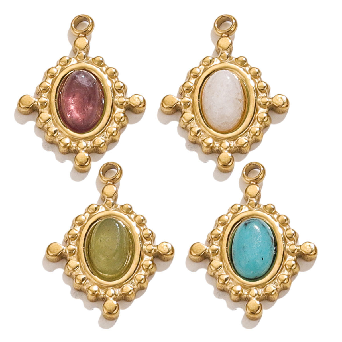 Europa y los Estados Unidos retro elíptico turquesa damas lujo ligero nicho de diseño de alta sensación de orejas collar colgante