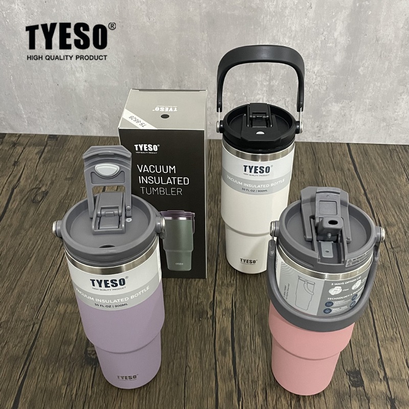 TYESO泰硕冰霸杯手提双饮大容量304不锈钢保温杯带吸管车载保冷杯|undefined