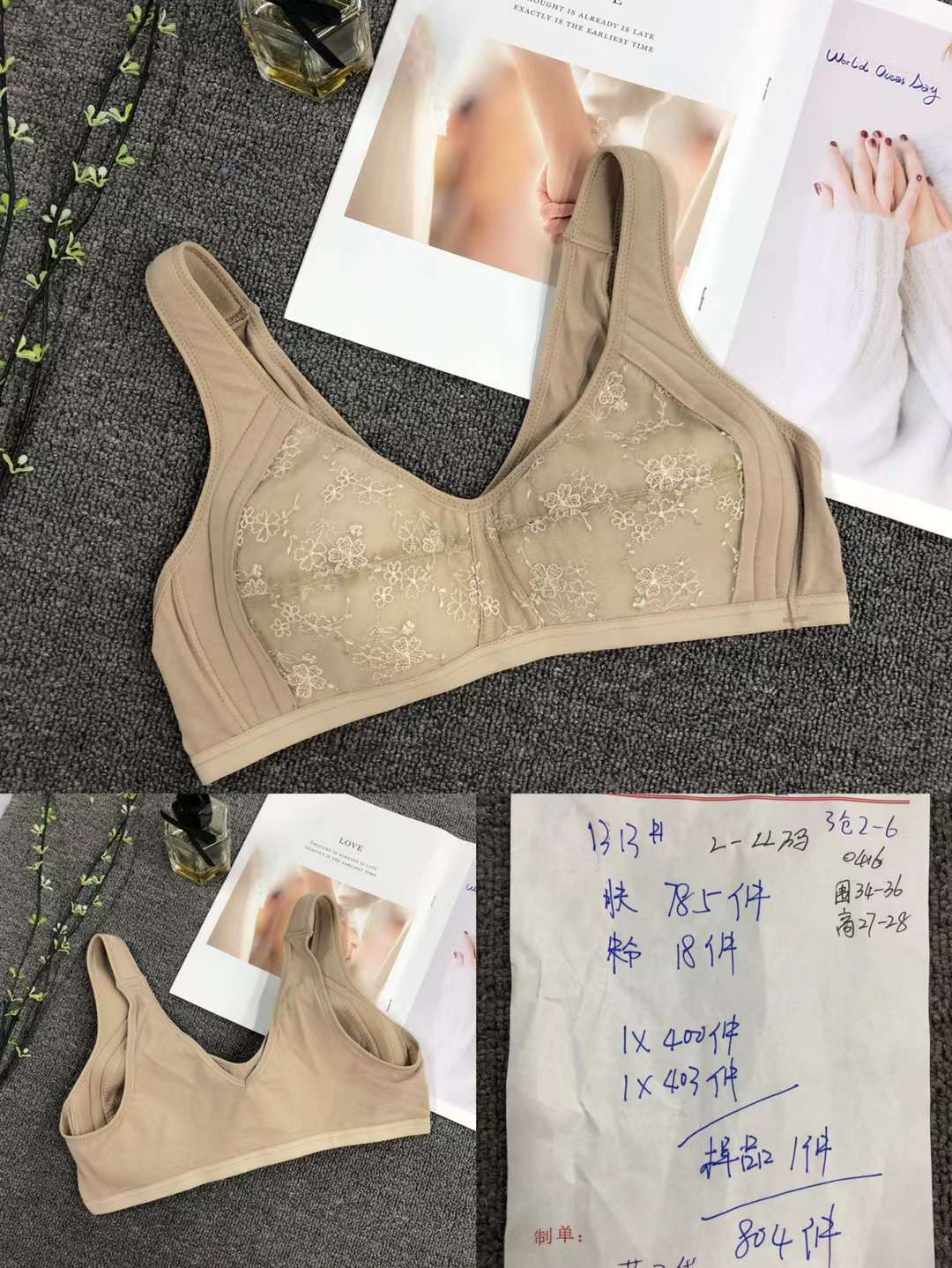 Sujetador de ropa interior de mamá transfronteriza de algodón Delgado delgado de mediana edad y ancianos sujetador inalámbrico de algodón empuja hacia arriba más sujetador de tamaño al por mayor