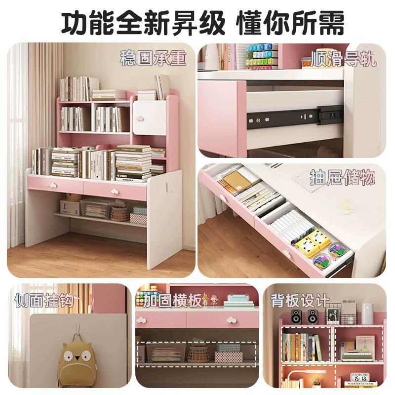 Mesa de escritorio, estante de escritorio, estante de escritorio, estante de escritorio, dormitorio, escritorio de computadora de madera sólida.