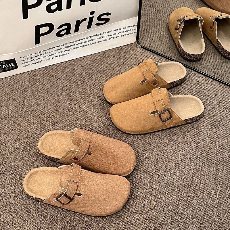 2025 New Women's Autumn Retro Style Comfortable Birkenstock Shoes Casual Half-Slip-On Trendy Slip-On Durable Closed-Toe Slippers
