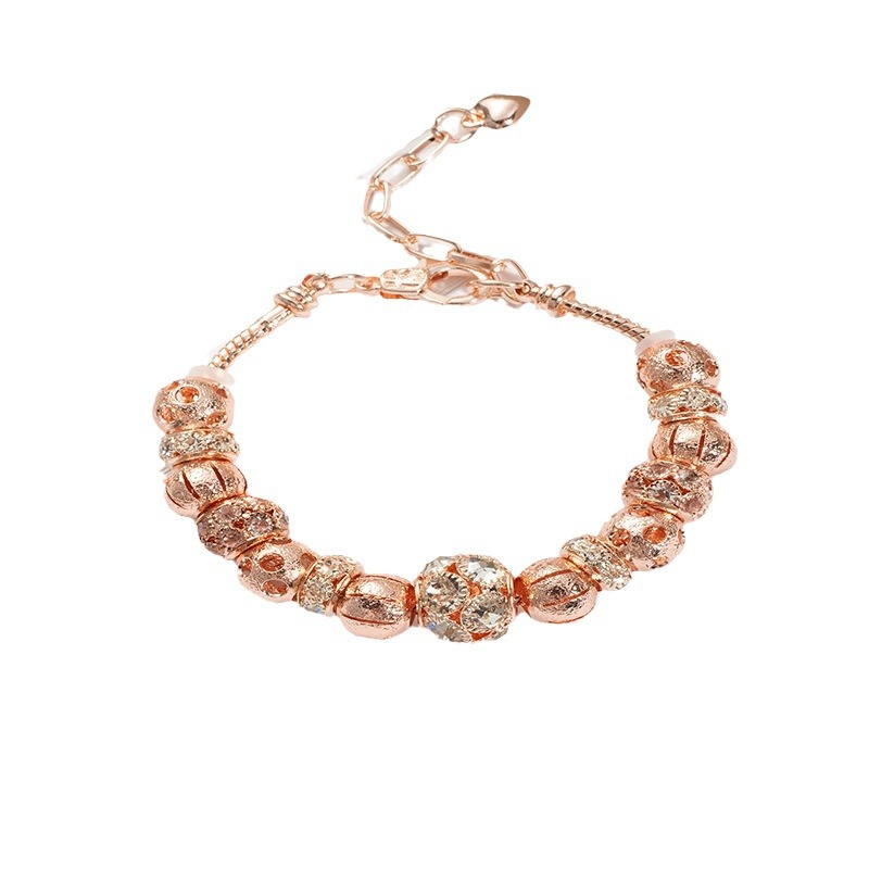 Panjia pulsera Dora DIY cuentas de moda personalidad explosiva transfronteriza diamantes circular hueco ajustable pulsera de cobre
