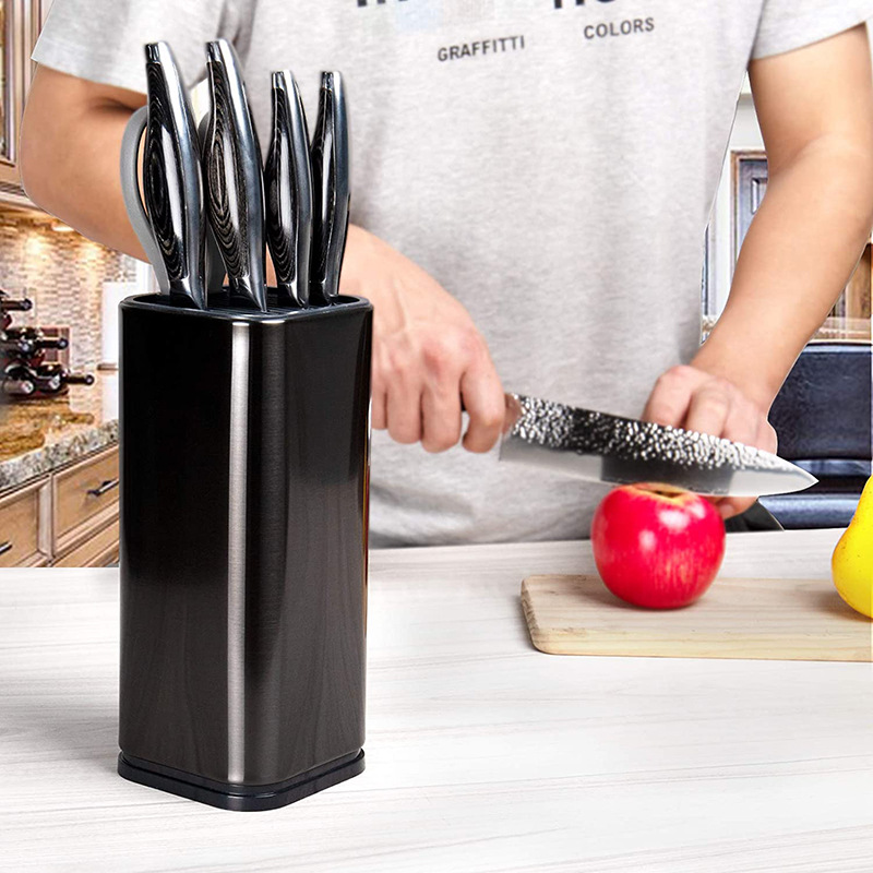 Stainless steel knife holder, kitchen knife holder, cutlery storage tube, knife storage rack, fashionable and simple kitchen storage bucket
