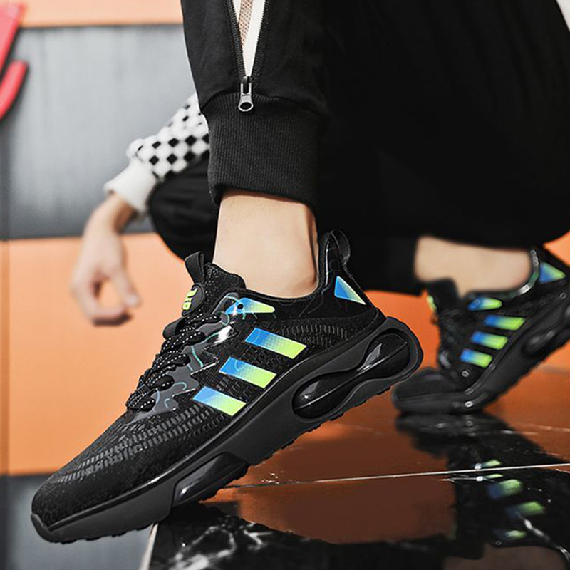 系带2025款透气韩版杠运动鞋男黑武士男鞋三道休闲鞋气垫透气升级