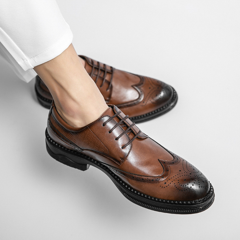 Men's Dress Shoes Cross-border plus size Four Seasons New Brock Carved Shoes Business British Style Xuheng 6 Seasons