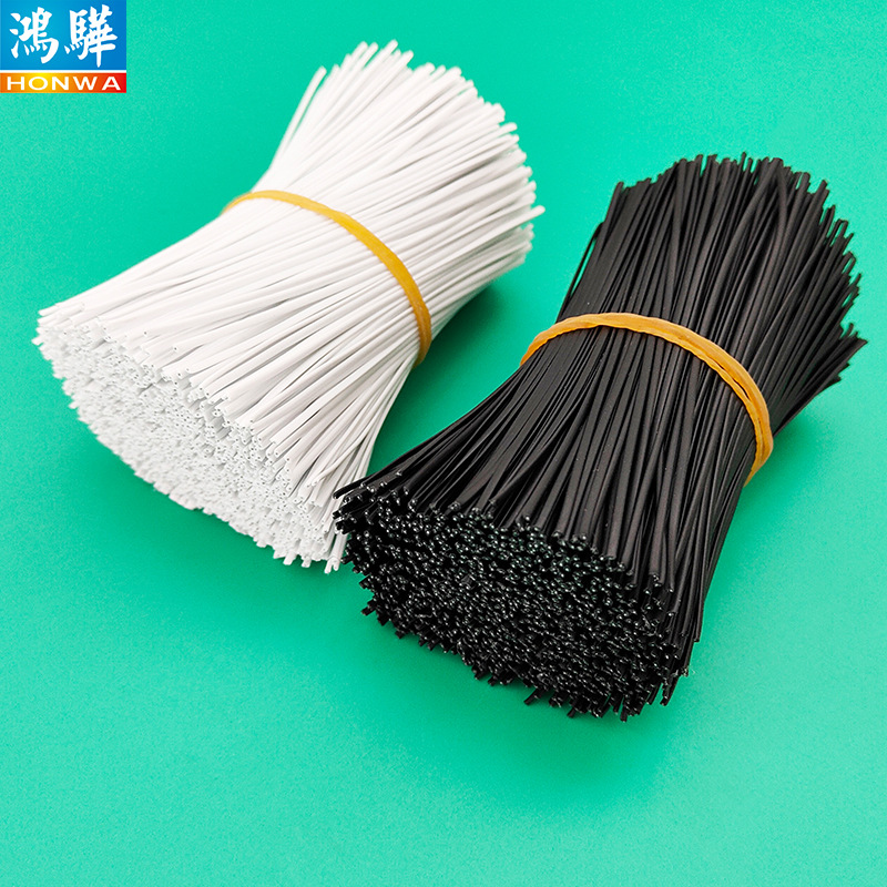 裁好12cm长白色包胶铁芯扎带 椭圆形可裁切长度120mm环保PE扎线