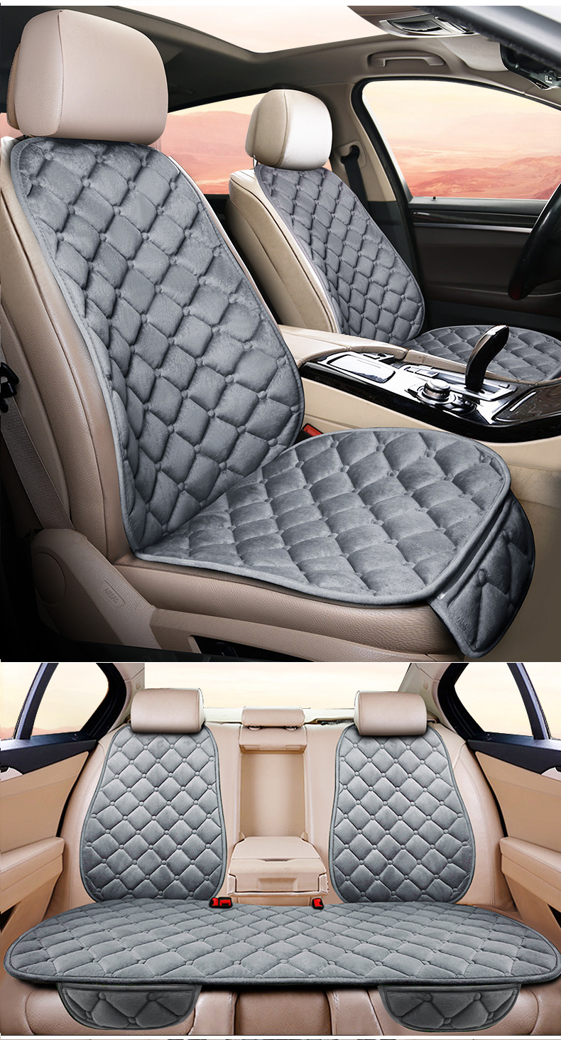 Car cushion winter plush single piece short wool seat cushion three-piece car thickened warm rear wool cushion chair cushion