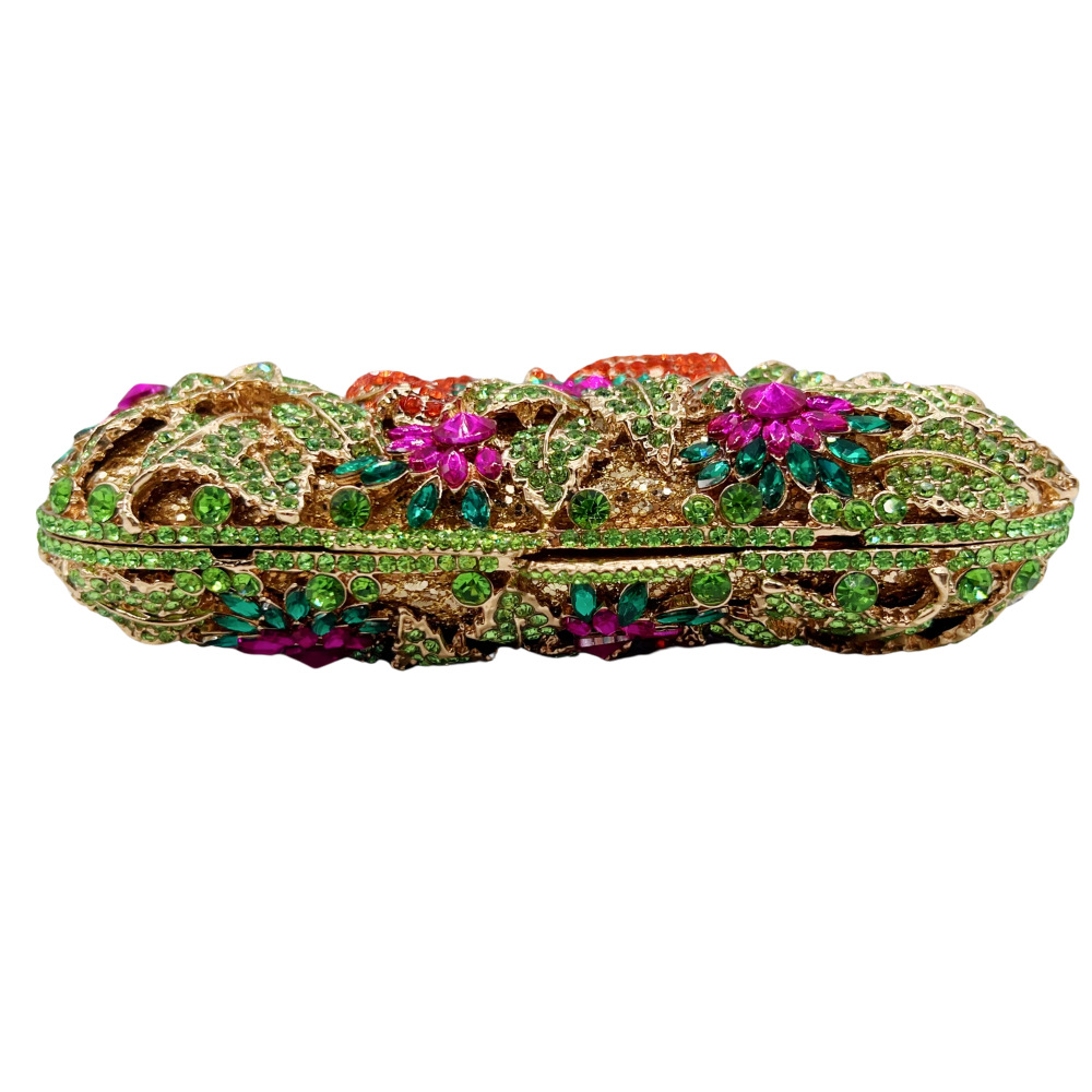 Túi clutch dạ tiệc đính kim cương hoa rỗng phong cách sườn xám — Màu vàng kim, Cá tính đặt làm chi tiết 3