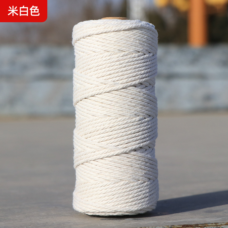 Cuerdas de algodón de color transfronterizas tejidas de algodón 2mm3mm4mm cuerdas de algodón hechas a mano cuerdas decorativas DIY cuerdas de algodón de color colgantes