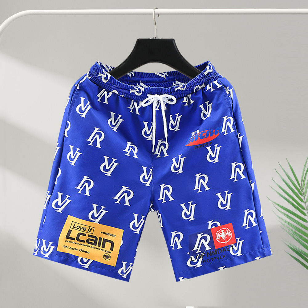 Issilke hurtigtørkende shorts, menns femkantede trendy merke uformell internettkjendis strand sosial ånd ung mann halv_voghion.com